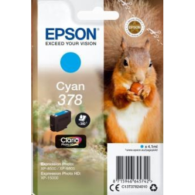 Originálny atrament Epson T3782 (C13T37824010), azúrový, 4,1 ml