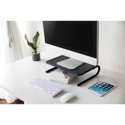 Podstavec pod monitor, černý, ocel-plast, Powerton