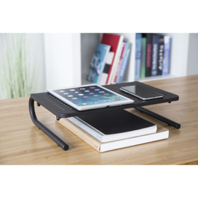 Podstavec pod monitor, černý, ocel-plast, Powerton