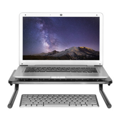 Podstavec pod monitor, černý, ocel-plast, Powerton