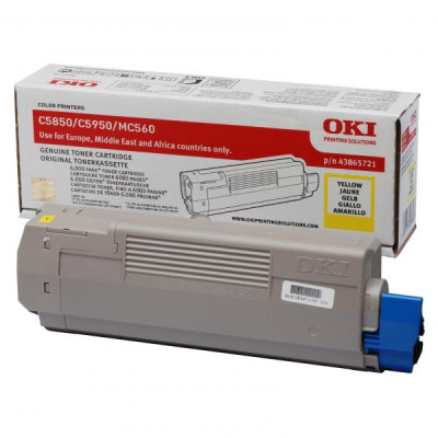 Originálny toner Oki C5850 (43865721), žltý, 6000 strán