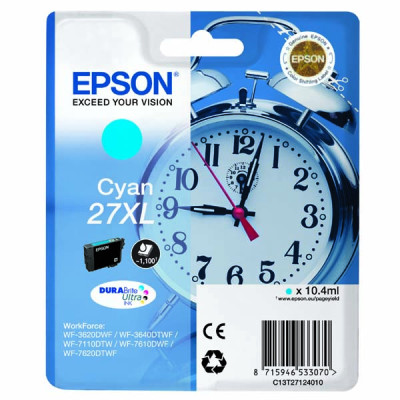 Originálny atrament Epson T2712XL (C13T27124010), azúrový, 10,4 ml