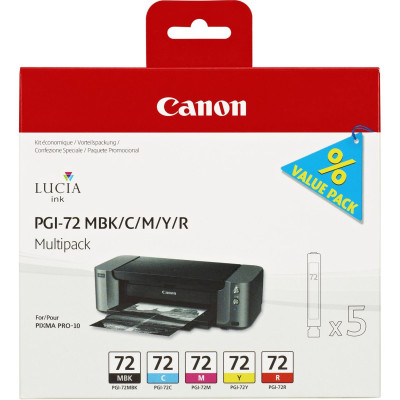 Originálny atrament Canon PGI-72CMYKR (6402B009), CMYKR, 5 × 14 ml, 5-pack