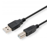 USB kabel (2.0), USB A samec - USB B samec, 5m, černý, černý