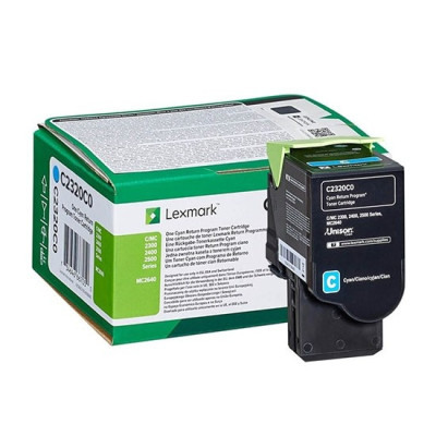 Originálny toner Lexmark C2320C0, azúrový, 1000 strán, return