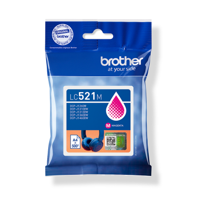 Originálny atrament Brother LC-521M, purpurový, 500 strán