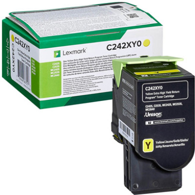 Originálny toner Lexmark C242XY0, žltý, 3500 strán, return