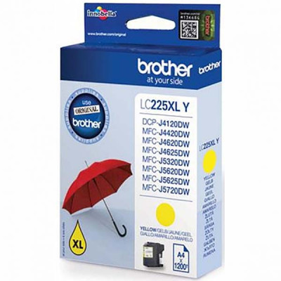 Originálny atrament Brother LC-225XLY, žltý, 1200 strán