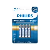 Philips alkalická batéria AAA, 4-pack, Ultra Alkaline, (LR03E4B/10)
