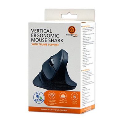 Powerton ERGO SHARK Myš bezdrôtová, čierna, 1600DPI