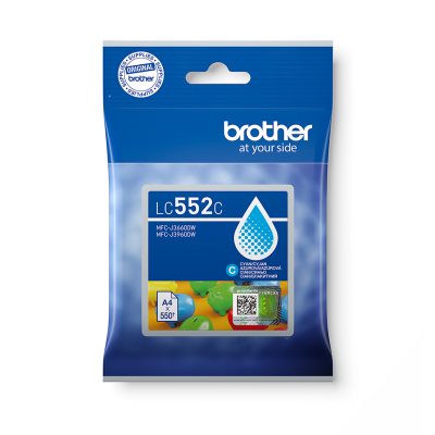 Brother LC-552C, originálny atrament, azúrový