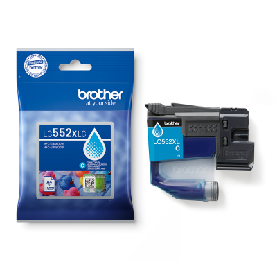 Brother LC-552XLC, originálny atrament, azúrový, XL