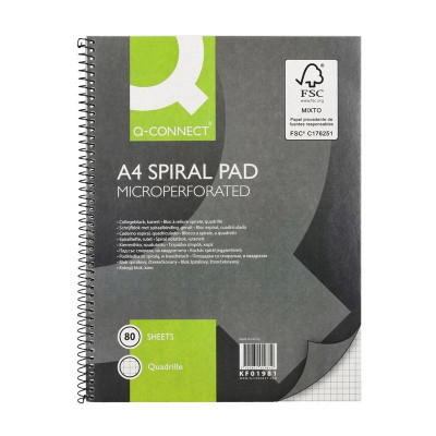 Krúžkový blok Q-Connect A4, štvorčekový - 80 listov
