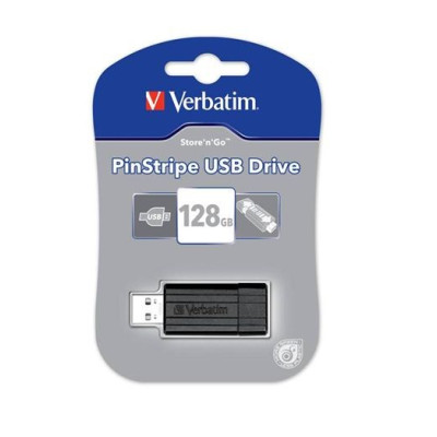 Verbatim USB flash disk, USB 2.0, 128GB, Pinstripe, černý, 49071