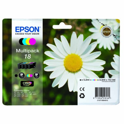 Originálny atrament Epson T1806 (C13T18064010), CMYK, 3 × 3,3 + , 4-pack