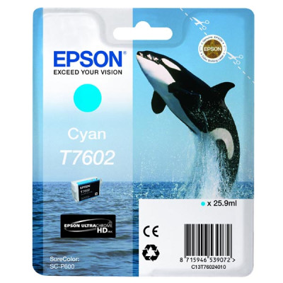Originálny atrament Epson T7602 (C13T76024010), azúrový, 25,9 ml