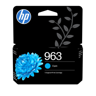 HP 3JA23AE (963), originálny atrament, azúrový, 10,77 ml