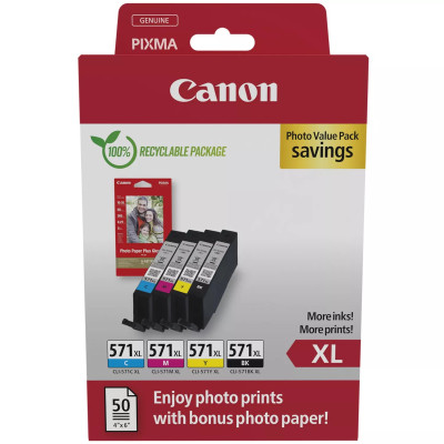 Originálny atrament Canon CLI-571XL (0332C006), CMYK, 4 x 11 ml , 4-pack