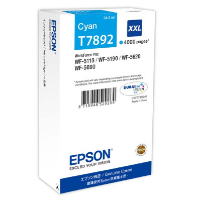 Originálny atrament Epson T7892XXL (C13T789240), azúrový, 4000 strán (34 ml)