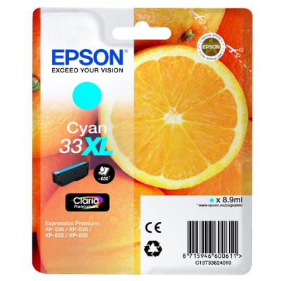 Originálny atrament Epson T3362 (C13T33624010, T33XL), azúrový, 8,9 ml