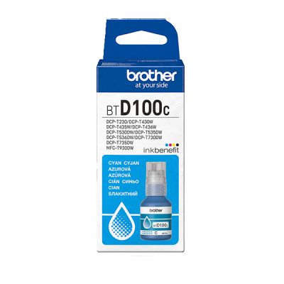 Originálny atrament Brother BT-D100C, azúrový, 5000 strán (48,8 ml)