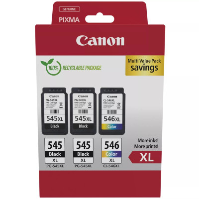 Originálny atrament Canon PG-545XL x2/CL-546XL (8286B013, 8286B014), čierny/farebný, 800/300 strán (2x 15 / 13 ml), XL Multipack
