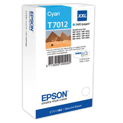 Originálny atrament Epson T7012 (C13T70124010), azúrový, 3400 strán