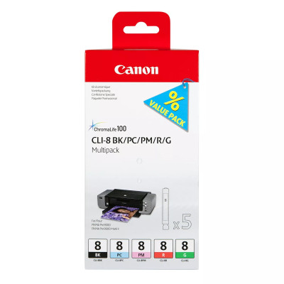 Originálny atrament Canon CLI-8 (0620B027), BK/PC/PM/R/G, 5 x 13 ml, Multipack