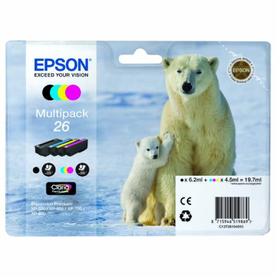 Originálny atrament Epson T2616 (C13T26164010), CMYK, 3 × 4,5 + , 4-pack