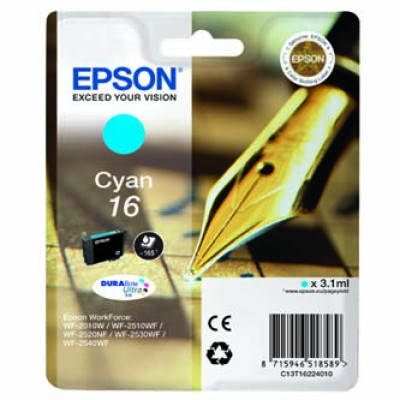 Originálny atrament Epson T1622 (C13T16224010), azúrový, 3,1 ml