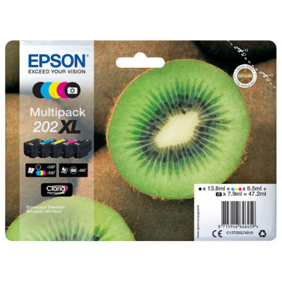 Originálny atrament Epson T02G7 (C13T02G74010, 202XL), CMYK, 1 x 13,8 ml, 1 x 7,9 ml, 3 x 8,5 ml, 5-pack