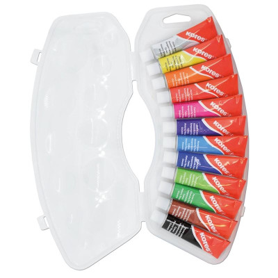 Temperové barvy v tubě Kores, 12 barev