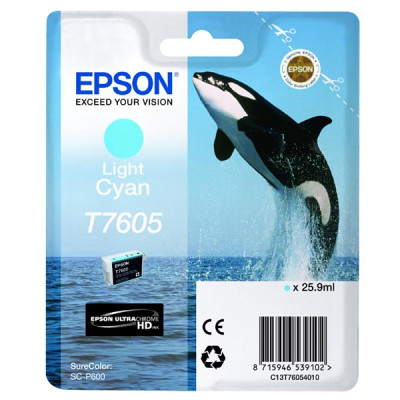 Originálny atrament Epson T7605 (C13T76054010), svetlo azúrový, 25,9 ml