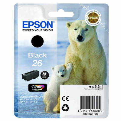 Originálny atrament Epson T2601 (C13T26014010), čierny, 6,2 ml