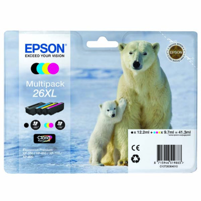 Originálny atrament Epson T2636 (C13T26364010), CMYK, 3 × 9,7 + 1x 12,2 ml, 4-pack