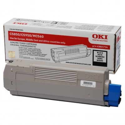 Originálny toner Oki C5850 (43865724), čierny, 8000 strán