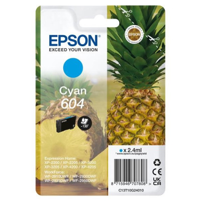 Originálny atrament Epson T10G2 (C13T10G24020, 604), azúrový, 130 strán (2,4 ml)