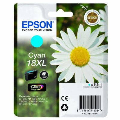 Originálny atrament Epson T1812 (C13T18124012, 18XL), azúrový, 6,6 ml