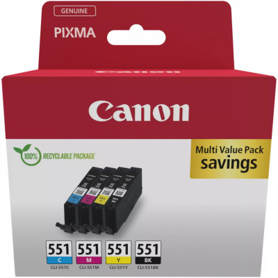 Originálny atrament Canon CLI-551 (6509B015), CMYK, 4 x 7 ml, 4-pack