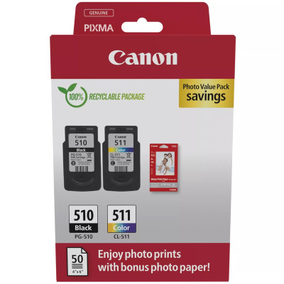 Originálny atrament Canon PG-510/CL-511 (2970B017), čierny/farebný, 2 × 9 ml, Multipack