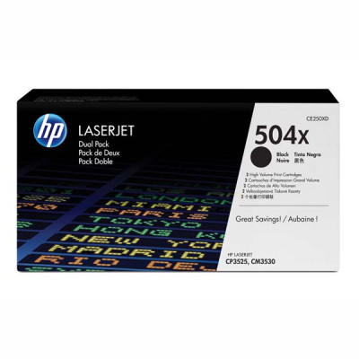 Originálny toner HP CE250XD (504X), čierny, 2 × 10500 strán, 2-pack