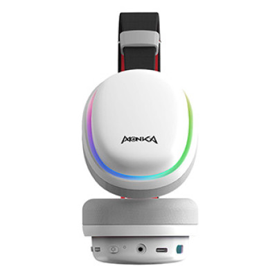 Marvo MONKA ECHO, sluchátka s mikrofonem, bílá, podsvícená, Tri-mode