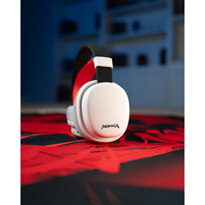 Marvo MONKA ECHO, sluchátka s mikrofonem, bílá, podsvícená, Tri-mode