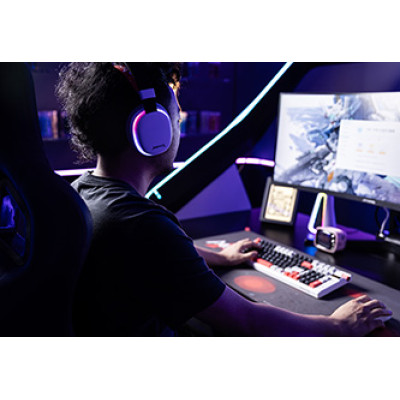 Marvo MONKA ECHO, sluchátka s mikrofonem, bílá, podsvícená, Tri-mode