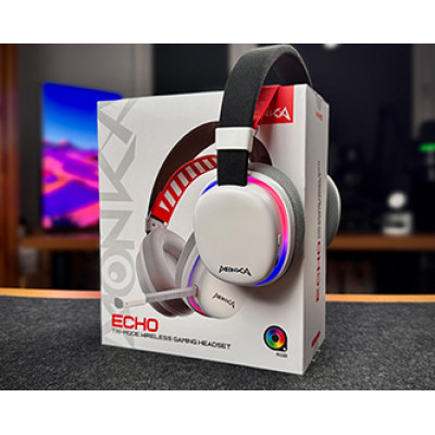 Marvo MONKA ECHO, sluchátka s mikrofonem, bílá, podsvícená, Tri-mode