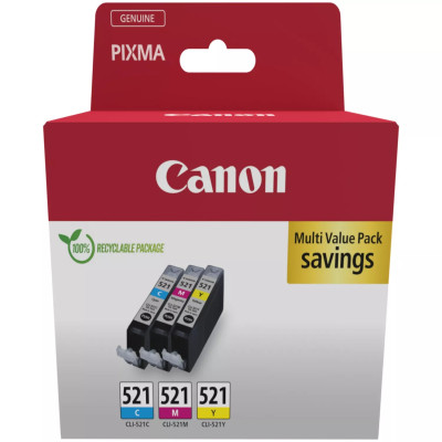 Originálny atrament Canon CLI-521CMY (2934B015, 2934B010), CMY, 3 × 9 ml, 3-pack