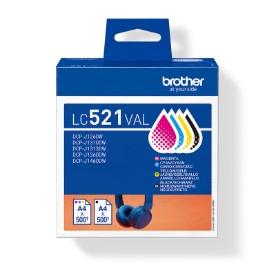 Originálny atrament Brother LC-521VAL, CMYK, 500 strán, 4-pack