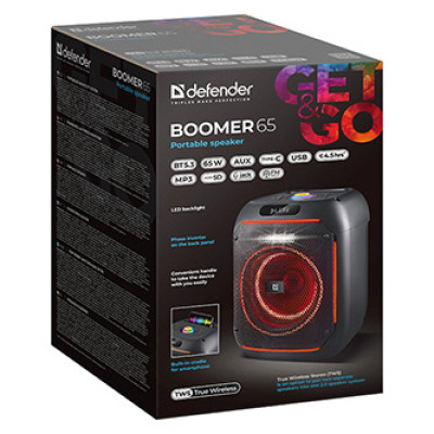 Defender reproduktor BOOMER 65, 65W, čierny, TWS, AUX/Bluetooth