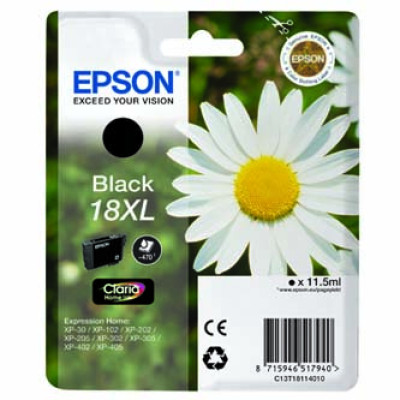 Originálny atrament Epson T1811 (C13T18114012, 18XL), čierny, 11,5 ml