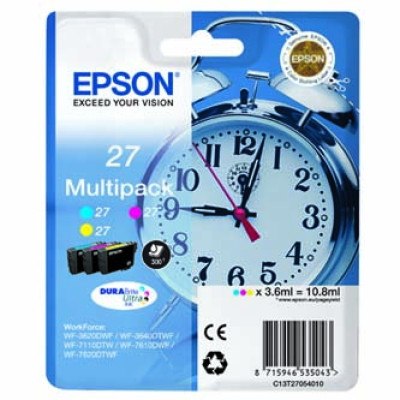 Originálny atrament Epson T2705 (C13T27054010), CMY, 3 × 3,6 ml, 3-pack